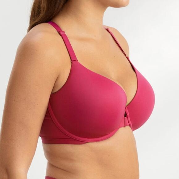 Bare Necessities Fuchsia Front Close Racer Back Bra Sz 32B Lined Underwire - Picture 2 of 6